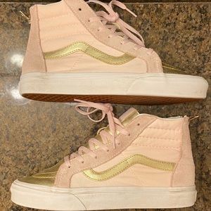 Vans SK8-HI SK8 HI Dusty Pink & Gold Suede sz 5.5